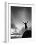 Silhouette Man Arms Raised into the New Mexico Sky in Black and White Vertical-Kevin Lange-Framed Photographic Print