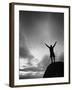 Silhouette Man Arms Raised into the New Mexico Sky in Black and White Vertical-Kevin Lange-Framed Photographic Print