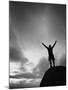 Silhouette Man Arms Raised into the New Mexico Sky in Black and White Vertical-Kevin Lange-Mounted Photographic Print