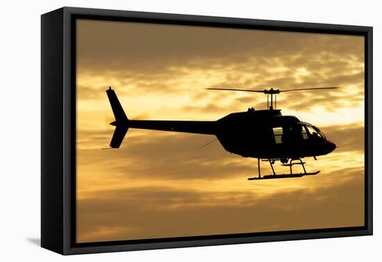 Silhouette of a Bell 206 Utility Helicopter-null-Framed Stretched Canvas