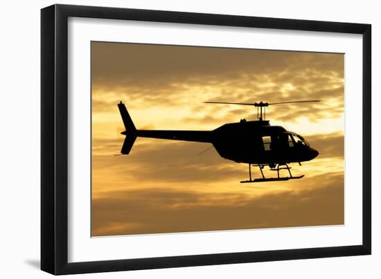 Silhouette of a Bell 206 Utility Helicopter-null-Framed Photographic Print