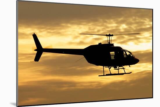 Silhouette of a Bell 206 Utility Helicopter-null-Mounted Photographic Print