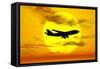 Silhouette of a Boeing 747 Jet-null-Framed Stretched Canvas