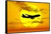 Silhouette of a Boeing 747 Jet-null-Framed Stretched Canvas