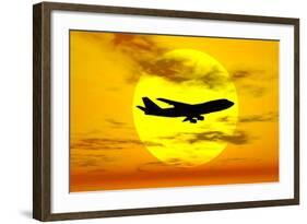 Silhouette of a Boeing 747 Jet-null-Framed Art Print