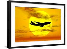 Silhouette of a Boeing 747 Jet-null-Framed Art Print