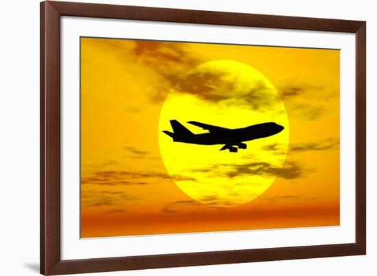 Silhouette of a Boeing 747 Jet-null-Framed Art Print