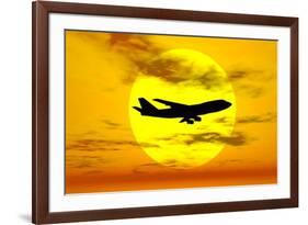 Silhouette of a Boeing 747 Jet-null-Framed Art Print