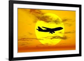 Silhouette of a Boeing 747 Jet-null-Framed Art Print