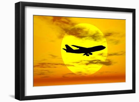 Silhouette of a Boeing 747 Jet-null-Framed Art Print