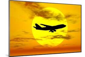 Silhouette of a Boeing 747 Jet-null-Mounted Art Print