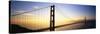 Silhouette of a Bridge at Dawn, Golden Gate Bridge, San Francisco, California, USA-null-Stretched Canvas