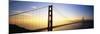 Silhouette of a Bridge at Dawn, Golden Gate Bridge, San Francisco, California, USA-null-Mounted Photographic Print