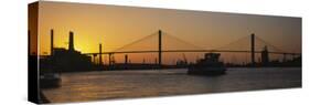 Silhouette of a Bridge at Dusk, Talmadge Bridge, Savannah, Georgia, USA-null-Stretched Canvas
