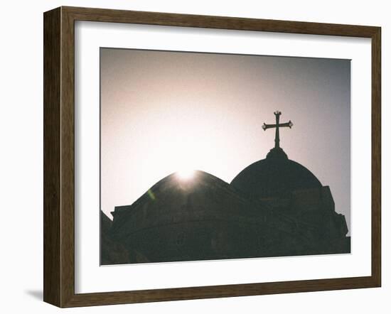 Silhouette of a church and cross, Jerusalem, Israel, Middle East-Alexandre Rotenberg-Framed Photographic Print