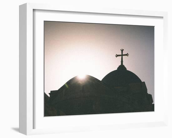 Silhouette of a church and cross, Jerusalem, Israel, Middle East-Alexandre Rotenberg-Framed Photographic Print