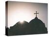 Silhouette of a church and cross, Jerusalem, Israel, Middle East-Alexandre Rotenberg-Stretched Canvas