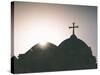 Silhouette of a church and cross, Jerusalem, Israel, Middle East-Alexandre Rotenberg-Stretched Canvas