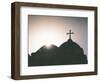 Silhouette of a church and cross, Jerusalem, Israel, Middle East-Alexandre Rotenberg-Framed Photographic Print