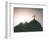 Silhouette of a church and cross, Jerusalem, Israel, Middle East-Alexandre Rotenberg-Framed Photographic Print