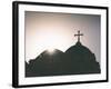 Silhouette of a church and cross, Jerusalem, Israel, Middle East-Alexandre Rotenberg-Framed Photographic Print