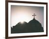 Silhouette of a church and cross, Jerusalem, Israel, Middle East-Alexandre Rotenberg-Framed Photographic Print