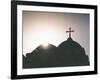 Silhouette of a church and cross, Jerusalem, Israel, Middle East-Alexandre Rotenberg-Framed Photographic Print