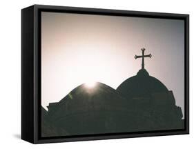 Silhouette of a church and cross, Jerusalem, Israel, Middle East-Alexandre Rotenberg-Framed Stretched Canvas