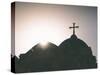Silhouette of a church and cross, Jerusalem, Israel, Middle East-Alexandre Rotenberg-Stretched Canvas