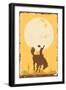 Silhouette of a Cowboy Riding a Wild Horse at Sunset on a Tin Sign, Vector-Seita-Framed Art Print