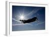 Silhouette of a Curtiss P-40E Warhawk in Flight Near Chino, California-null-Framed Photographic Print