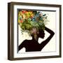 Silhouette of a Girl with Flowers. Raster-Ihnatovich Maryia-Framed Art Print