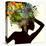 Silhouette of a Girl with Flowers. Raster-Ihnatovich Maryia-Stretched Canvas