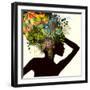 Silhouette of a Girl with Flowers. Raster-Ihnatovich Maryia-Framed Art Print