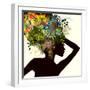 Silhouette of a Girl with Flowers. Raster-Ihnatovich Maryia-Framed Art Print
