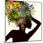 Silhouette of a Girl with Flowers. Raster-Ihnatovich Maryia-Mounted Art Print