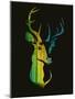 Silhouette of a Head of a Deer and Forest-eva_mask-Mounted Art Print