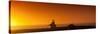 Silhouette of a Lighthouse at Sunset, Point Cabrillo Light, Fort Bragg, Mendocino County, CA-null-Stretched Canvas