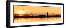 Silhouette of a Man Fishing-null-Framed Premium Photographic Print