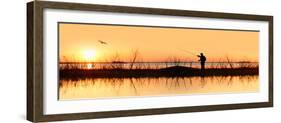 Silhouette of a Man Fishing-null-Framed Photographic Print