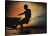 Silhouette of a Man Water Skiing-null-Stretched Canvas