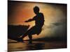 Silhouette of a Man Water Skiing-null-Mounted Photographic Print