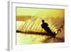 Silhouette of a man waterskiing in sea-null-Framed Photographic Print