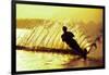 Silhouette of a man waterskiing in sea-null-Framed Photographic Print