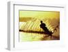 Silhouette of a man waterskiing in sea-null-Framed Photographic Print