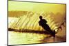 Silhouette of a man waterskiing in sea-null-Mounted Photographic Print