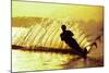 Silhouette of a man waterskiing in sea-null-Mounted Photographic Print