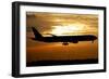 Silhouette of a Pakistan International Airlines Boeing 777-null-Framed Photographic Print