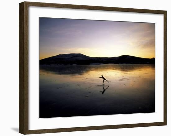 Silhouette of a Person Ice Skating-null-Framed Photographic Print