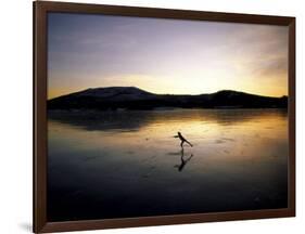 Silhouette of a Person Ice Skating-null-Framed Photographic Print